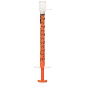 Enteral Syringe with ENFit Connector 0.5 mL, Clear with Orange Plunger