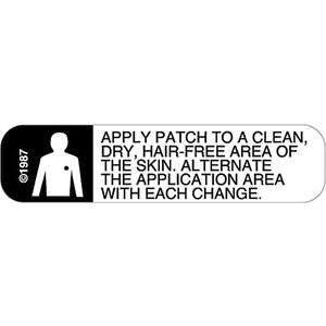 Label "Apply Patch to Clean, Dry, Hair-Free Area"