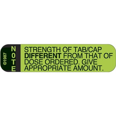 Label "Strength of Tab / Cap Different from…"
