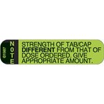 Label "Strength of Tab / Cap Different from…"