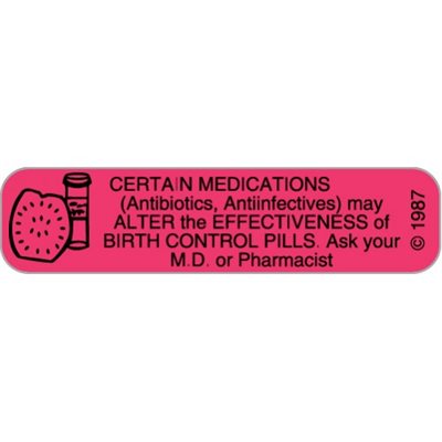 Label "Certain Medications may Alter Effectiveness,…"