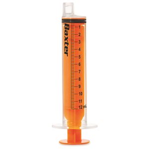 Enteral Syringe with ENFit Connector 12 mL, Clear with Orange Plunger