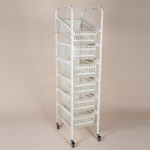 Storage Rack for Easy Exchange Baskets and Trays