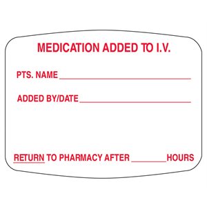 Medication Added To I.V. Labels