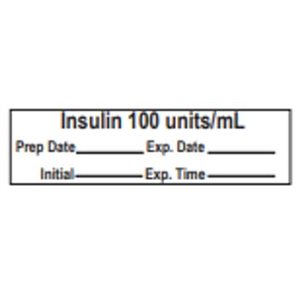 Label Tape: Insulin 100 units / ml