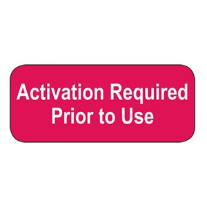 Label: Activation Required Prior to Use