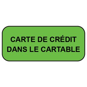 Label: Carte de crédit dans le cartable