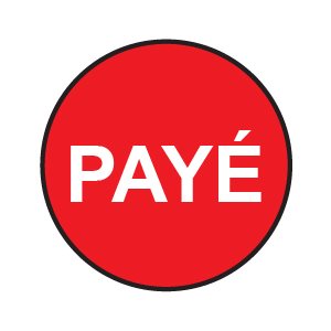 Label - Circle "PAYÉ" White Ink / Red