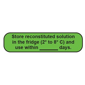 Label: Store reconstituted solution in the fridge...