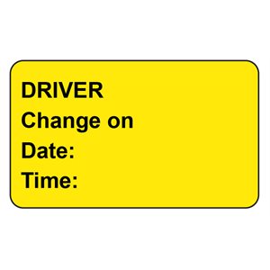 Label: Driver Change On Date: Time: