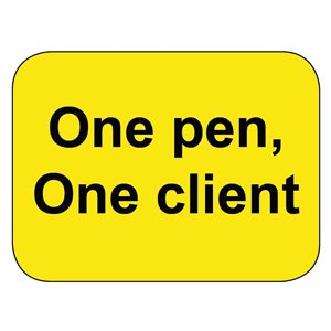 Label "One pen, One client" Black ink / Yellow