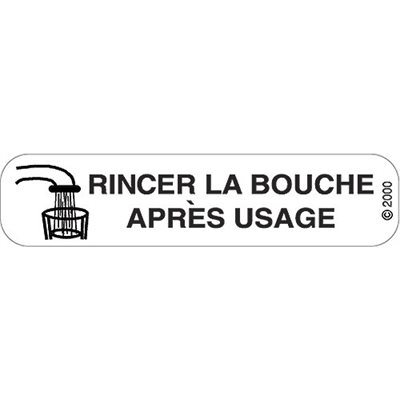 French Label: "Rinse mouth after each use"
