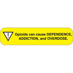 Label "Opioids can cause DEPENDENCE..."